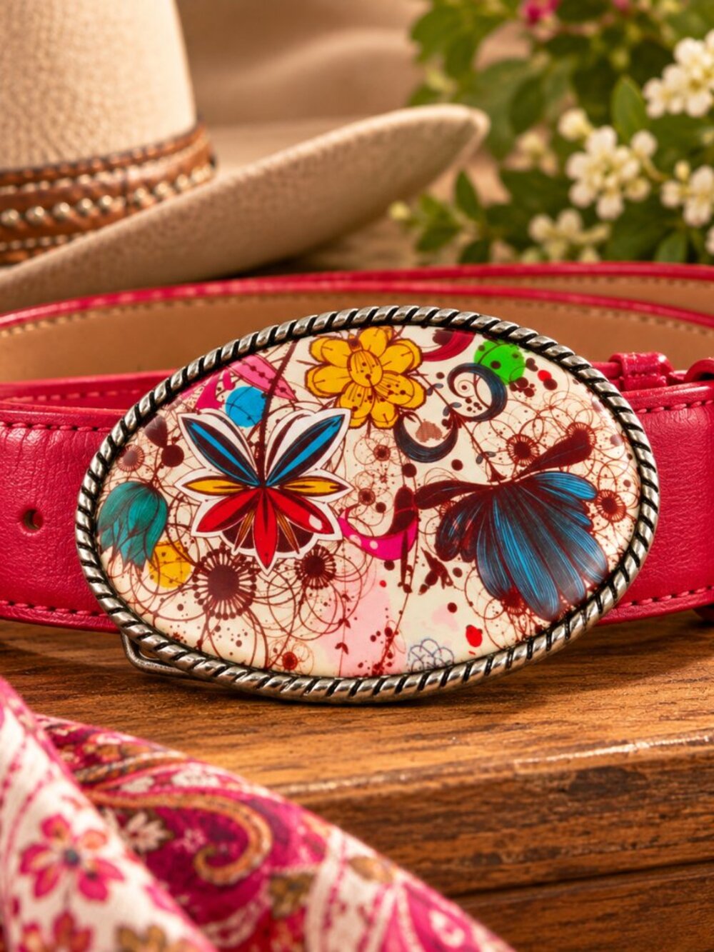Princess & Butch Colorful Floral Boho Belt Buckle